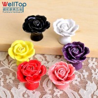 Vt-01.072 Furniture Cabinet India Ceramic Rose Decorative Drawer Cabinet Door Knobs Handle Vt-01.072