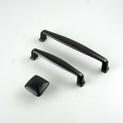 Furniture Hardware Cupboard Drawer Aluminum Black Cabinet Pulls Handles